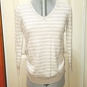 Striped Tan & White Sweater